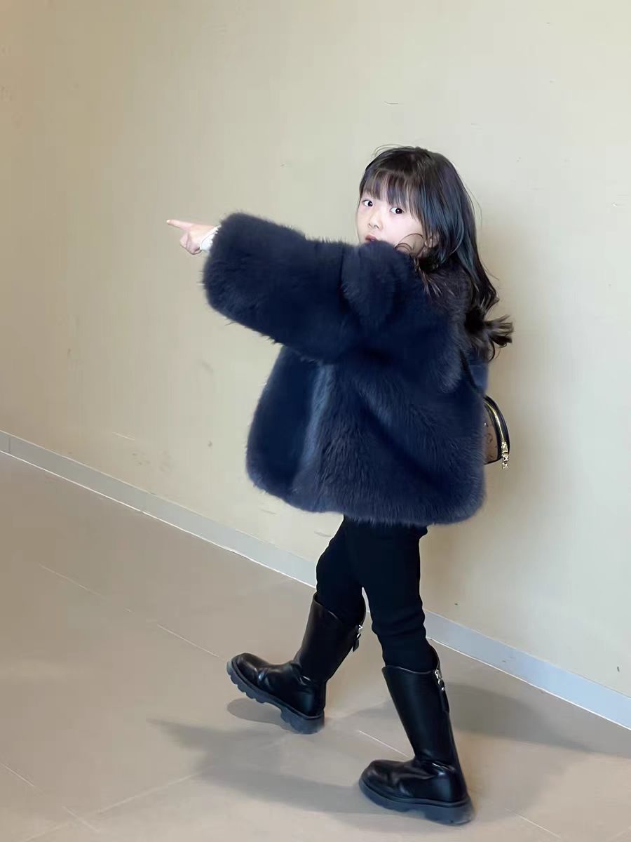 2023 Mädchen-Pelzimitationsmantel, verdickt und warm, Baby-Plüsch-Winterkleid, Eleganz, Mädchen, hochwertig_voghion.com