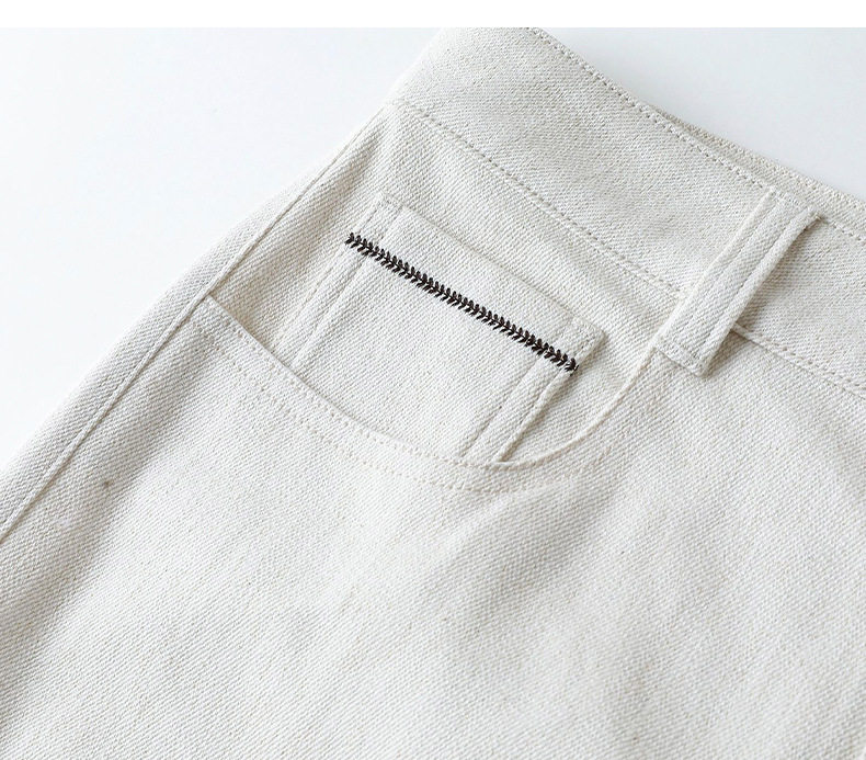 Quần ống rộng lưng cao phong cách tối giản, form suông đứng, dài chân, chất cotton — trắng chi tiết 16