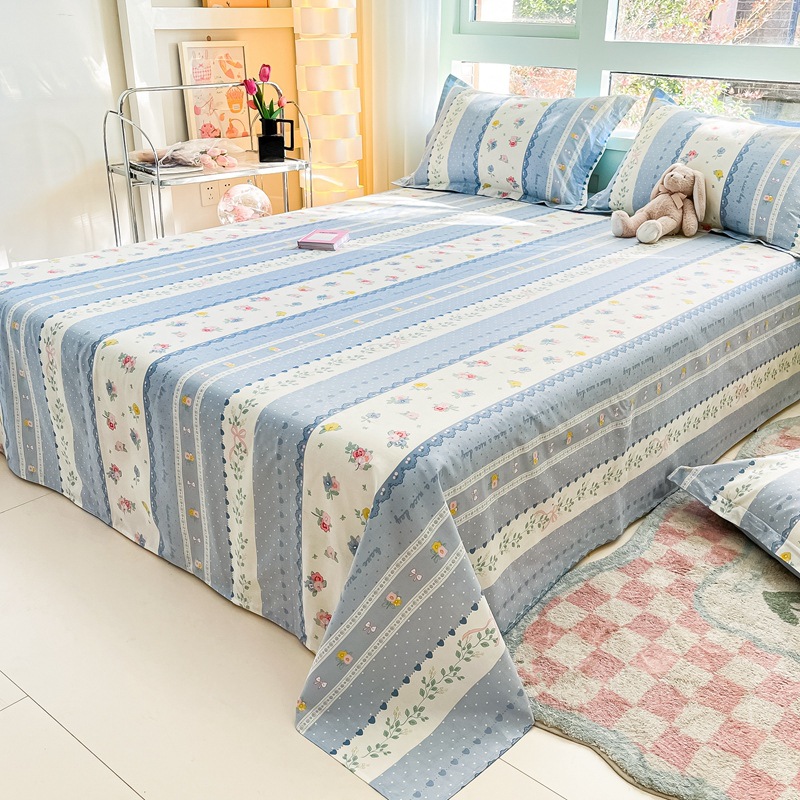 Juego de Sábanas Ajustables de Algodón, Juego de Sábanas Estampadas de Algodón Puro de 40 Hilos, Juego de Ropa de Cama para Estudiantes, Venta Directa de Fábrica