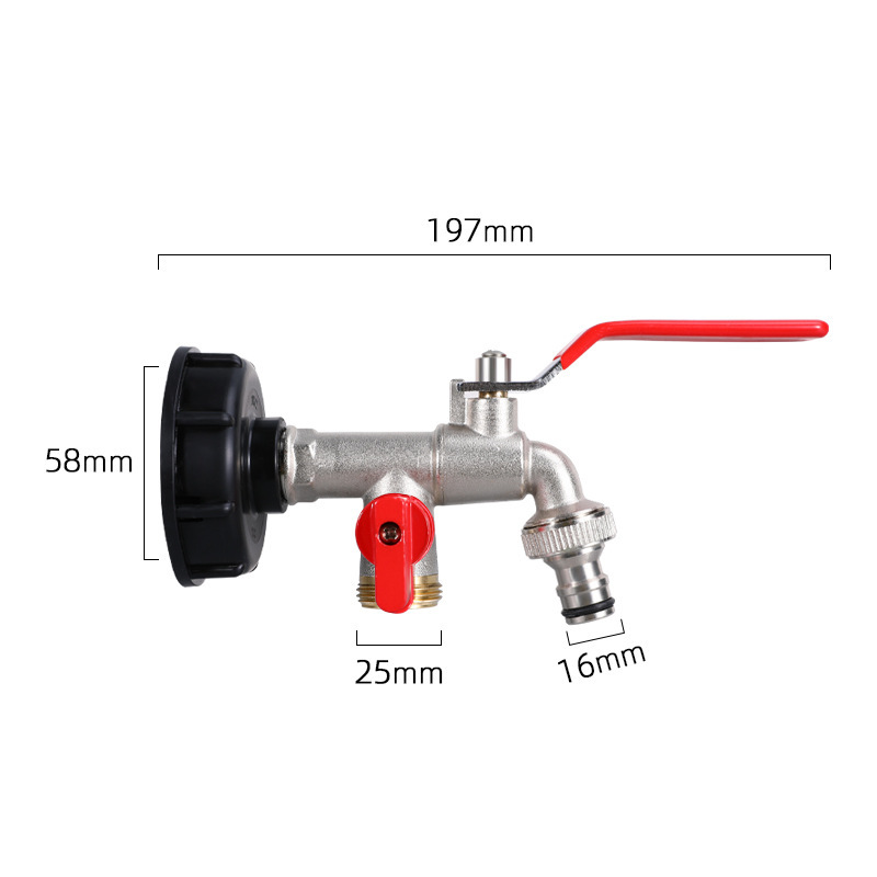 Accesorios de barril transfronterizos de toneladas IBC Boquilla de latón 1 / 2 pulgadas pezón conector de grifo 3 / 4 grifo de aleación