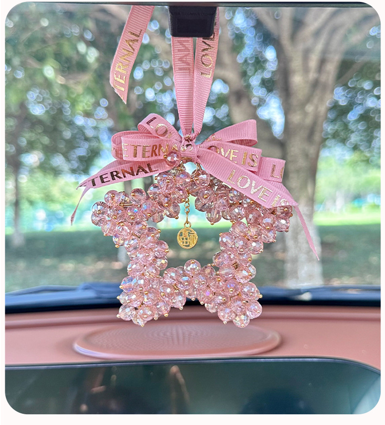 New car pendant Crystal five-pointed star Car Rearview mirror decoration car pendant creative decoration car pendant