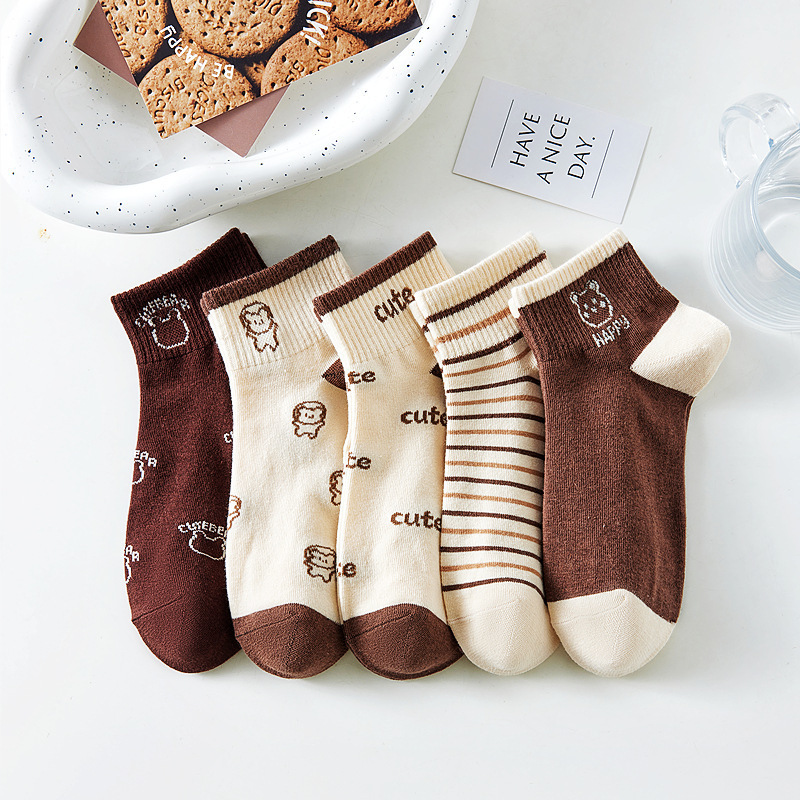Spring and Autumn retro Hong Kong style American socks brown striped matching daddy shoes socks women's mid-calf length socks fashionable socks for outer wear Spring and Autumn retro Hong Kong style American socks brown striped matching daddy shoes socks women's mid-calf length socks fashionable socks for outer wear