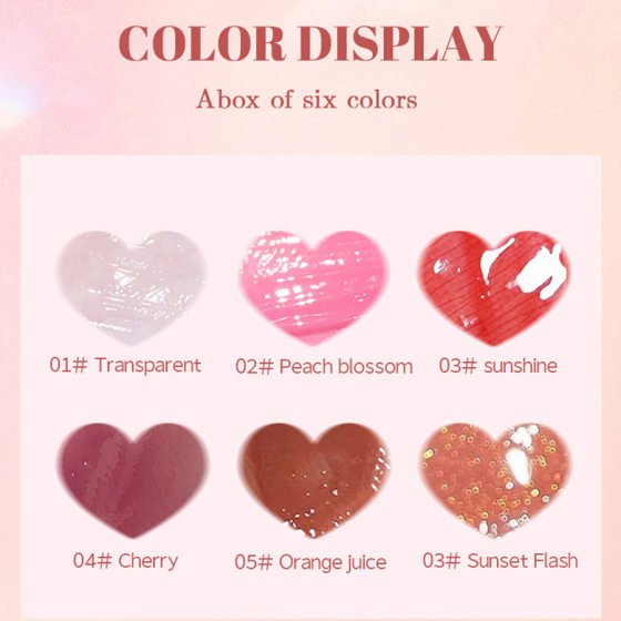 Six Pack ~ Penetration Lip Oil Water Light Mirror Lip Honey Transparent Glass Moisturizing Lip Essence Moisturizing Lip Gloss
