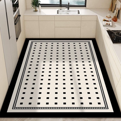 Avtomobil döşəmə paspasları — Anti-Fouling Floor Leather Carpet Kitchen - simple-and-elegant-checkerboard-50x80cm-size-small-careful-shooting