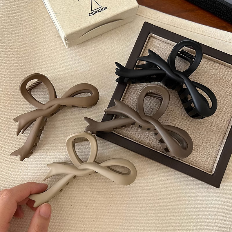Forcina per capelli con fiocco satinato autunnale e invernale per donna 2023 nuova impugnatura di alta qualità con grande nastro a forma di squalo, clip abbinabile_voghion.com