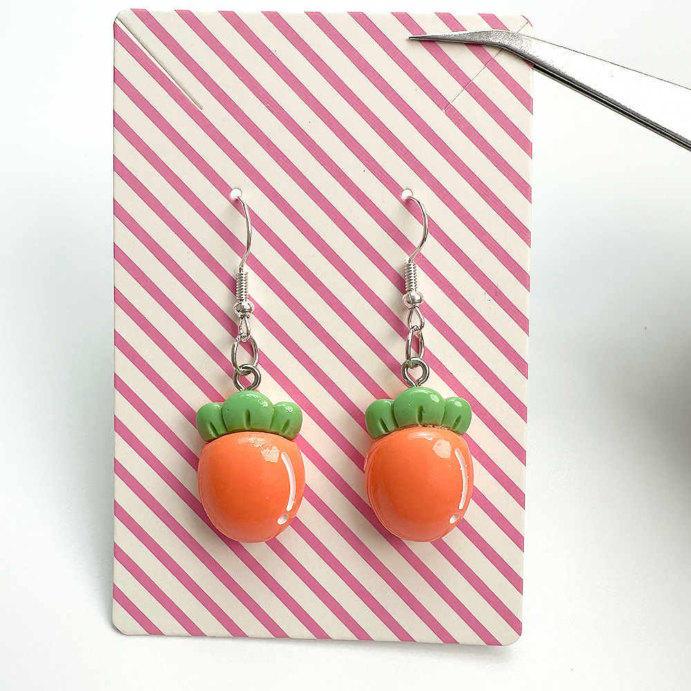 Resin Material Fruit Pattern Wholesale Jewelry Cartoon Style Fruit Resin Drop Earrings