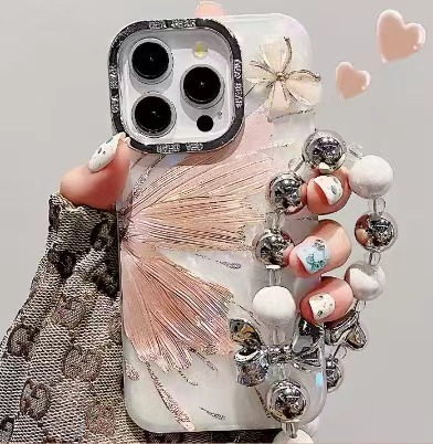 Pulsera de amor electrochapada + patrón de concha mariposa tridimensional dorada + Hld