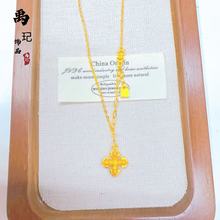 金店同款古法沙金十字金刚杵项链 时尚百搭福字降魔杵锁骨链批发