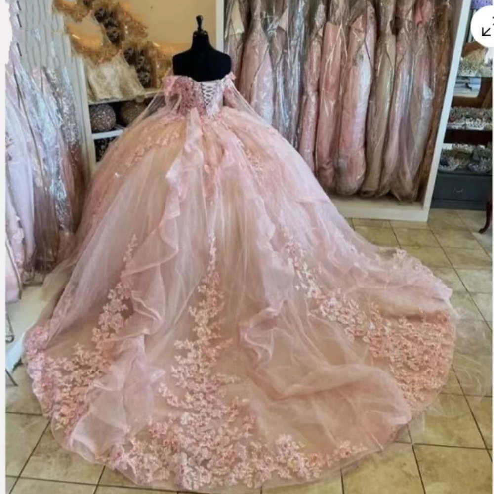 Un hombro 2026 vestido de novia nuevo estilo de novia industria pesada rosa gran cola princesa corredor pequeño vestido principal mujer