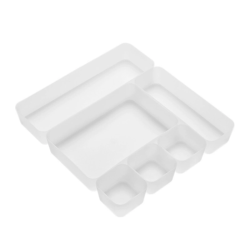 Desktop Transparent Plastic Cosmetic Drawer Organizer, PP Plastic, Multi-Size Modular Set