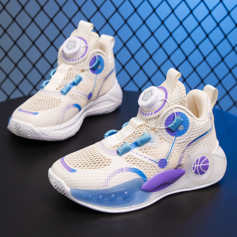 Zapatillas de baloncesto para niños, malla de verano, transpirable y sin olor, zapatillas de deporte, suela suave, zapatos de baloncesto para niños resistentes al desgaste