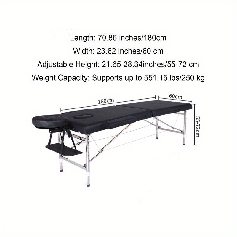 Portable Adjustable Massage Table Foldable 2 Section Spa Transfronterizo