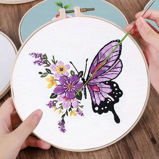 Butterfly Embroider Handmade DIY Beginner Material Package Novice Self-Embroidery Student Self-Embroidery Stereo Birthday Gift
