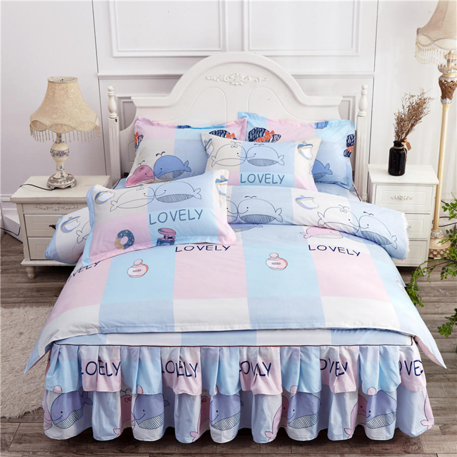 Coreano piel abrasiva falda de cama de cuatro piezas engrosado colchón cubierta protectora de colchón de tres piezas regalos al por mayor