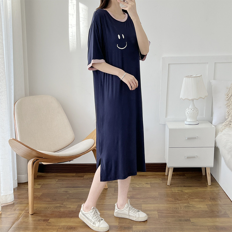 授乳ワンピース妊婦の産後夏の薄い授乳パジャマの中の長い家庭服はモーダルスカートに外出します。|undefined