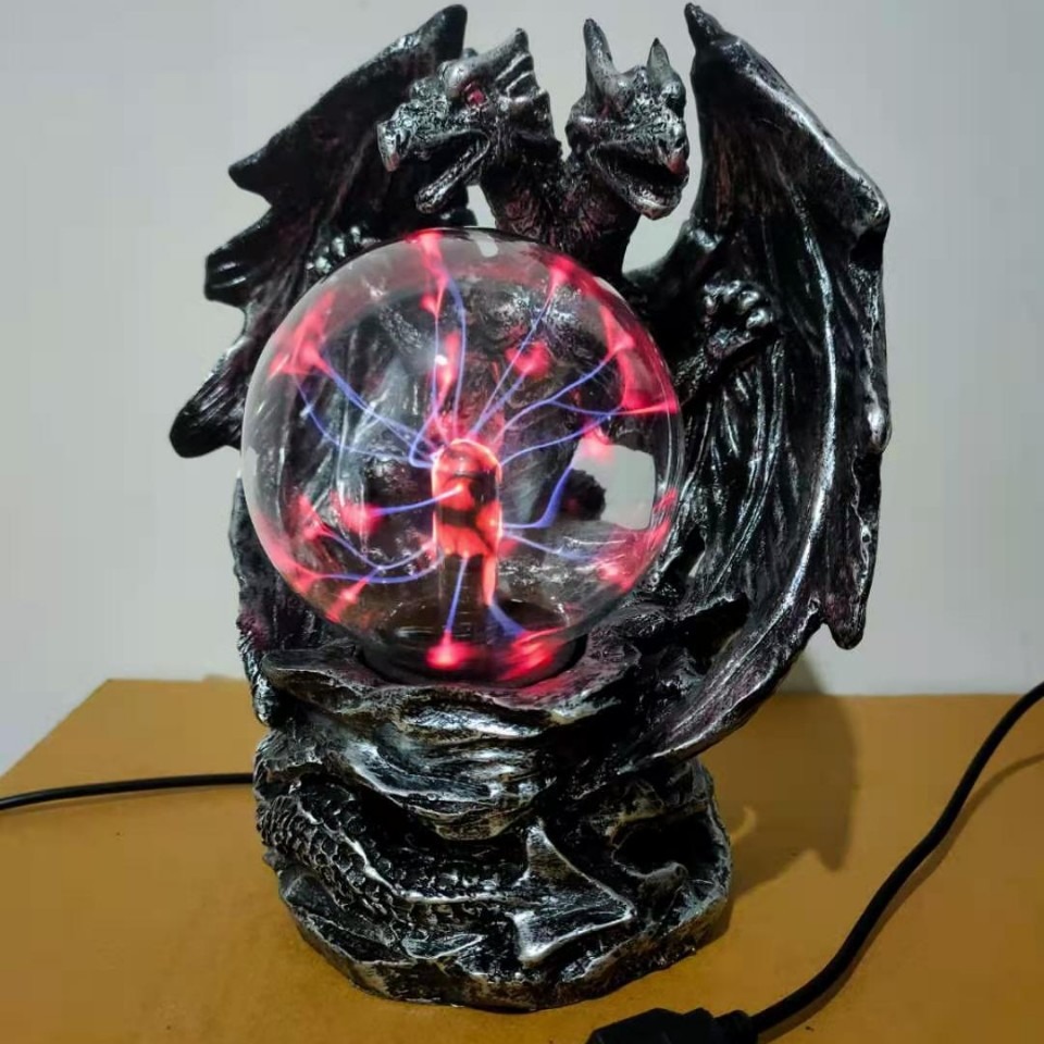 Decoración del hogar creativo artesanía de resina doble dragón anión bola mágica electrostática serie malvada bola de cristal de 3 pulgadas