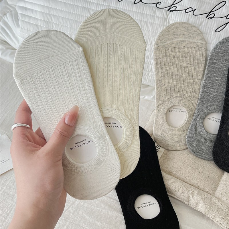 Hani Carle Women's Socks Seamless Invisible Boat Spring Summer Autumn Thin Canvas Shoes Shallow Hollow Mesh Non-Slip No-Show Socks