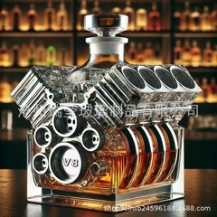 2025 クロスボーダー爆発 v8 エンジンクラフト外国ワインボトルセットクリスタルガラスエンジンスタイルメーカー卸売