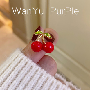 Korean style cute summer fresh oil dripping cherry neckline anti-exposure collar pin temperament fixed clothes pin buckle collar flower