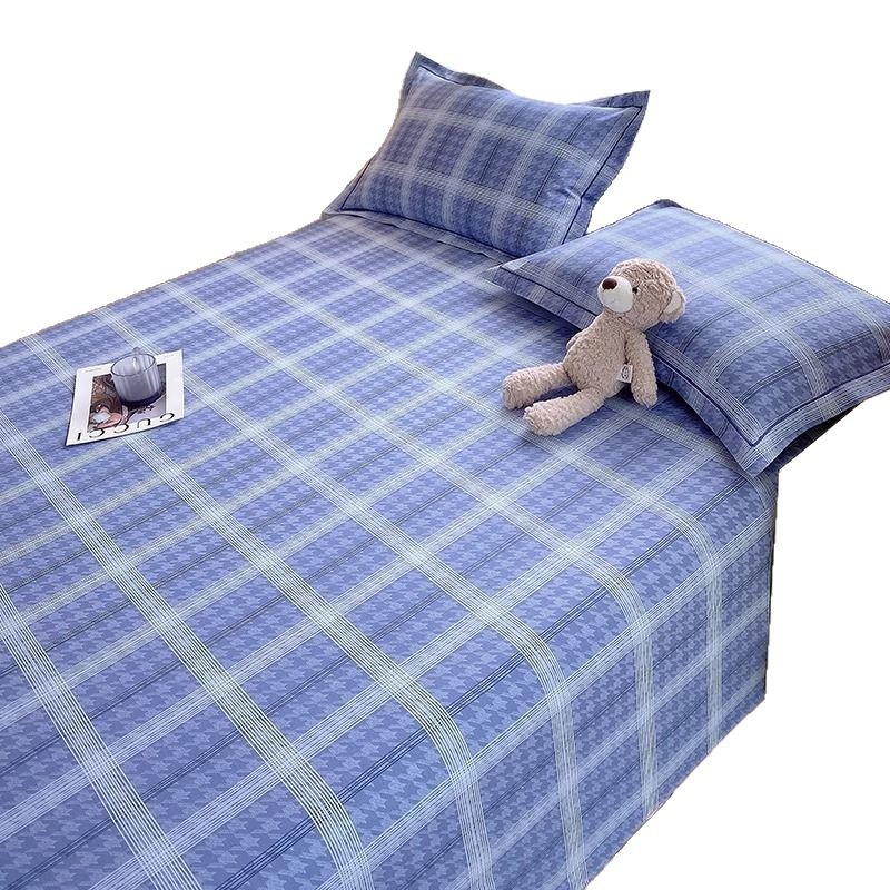 Juego de Sábanas de Algodón Grueso Clase A, Sábana Individual de Algodón Puro 100%, Tela Gruesa Refrescante, Funda de Almohada Individual para Dormitorio, Juego de Tres Piezas con Sábana Ajustable