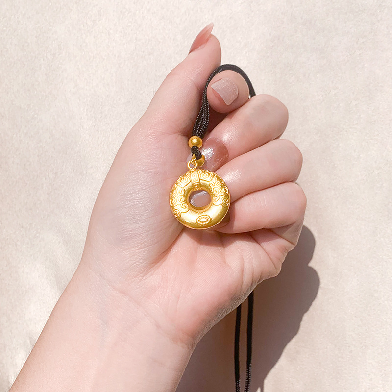 Oro Ruyi anillo collar círculo joyería de las mujeres elegante todo partido antiguo arte de Latón chapado en oro suministro directo de fábrica