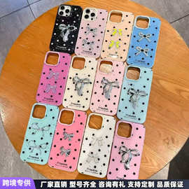 电镀滴胶波点蝴蝶结iPhone14/16适用12苹果15PROMAX手机壳防摔套X