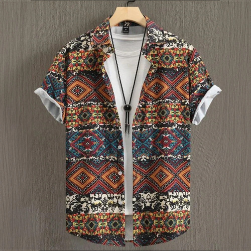 Hawaiian Men's Shirt 3D Cashew Flower Print Short-Sleeve Shirt Summer Fashion Casual Top Harajuku Clothing
