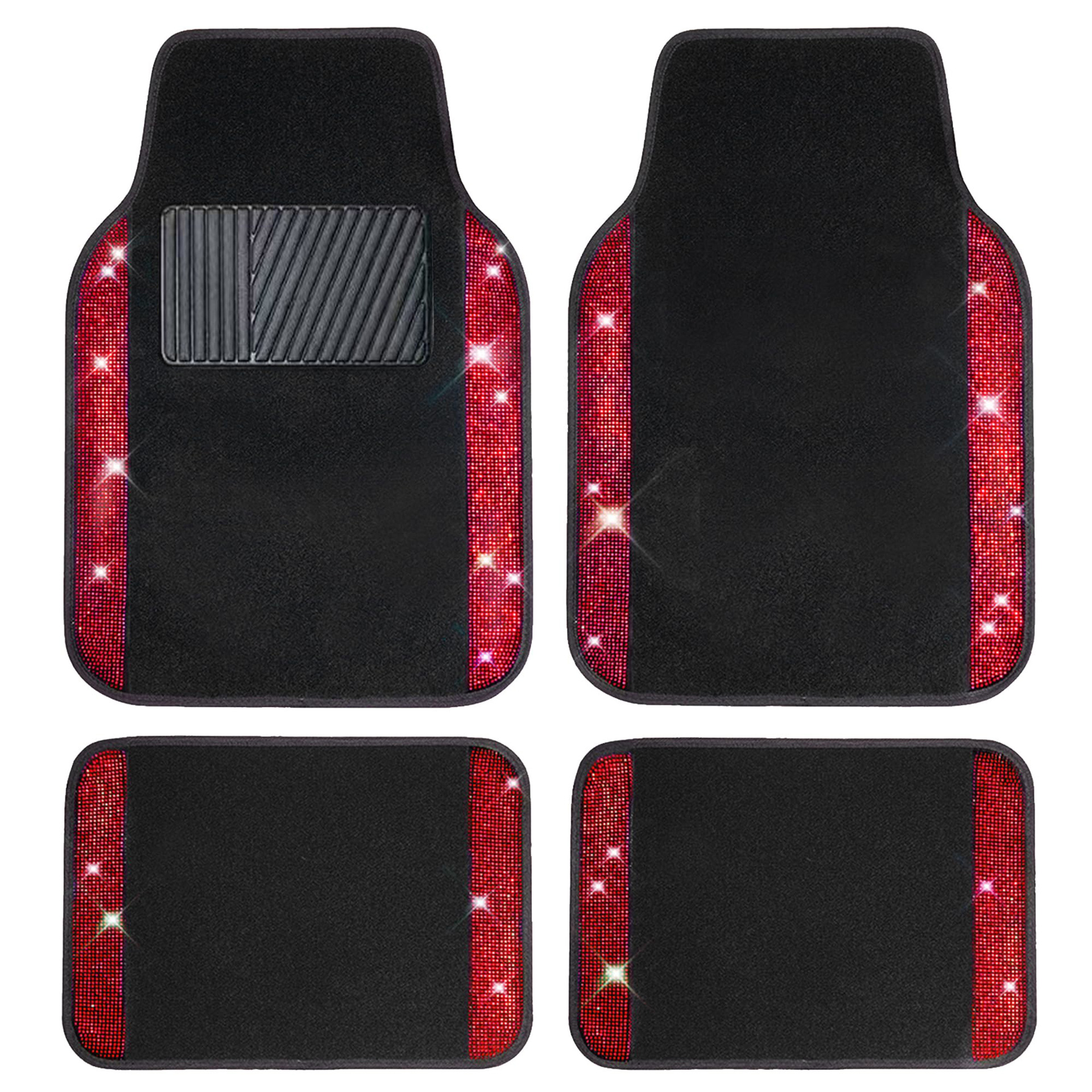 Cross-border universal car floor mats, velvet with sparkling rhinestones, full crystal anti-slip PVC car interior floor mats