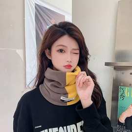 秋冬季双拼色围脖女士百变面罩保暖护颈脖套百搭围巾骑车防风