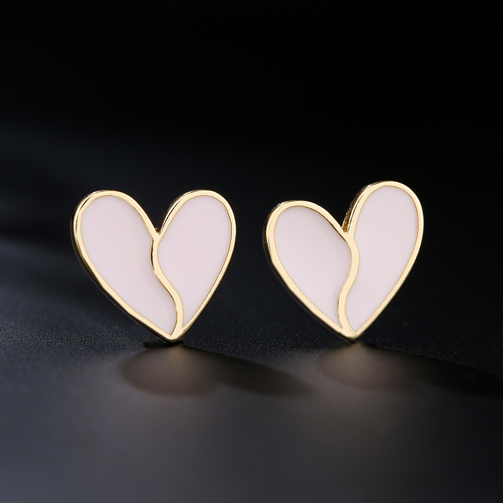 fashion copper 18K gold color drip oil heart earringspicture2