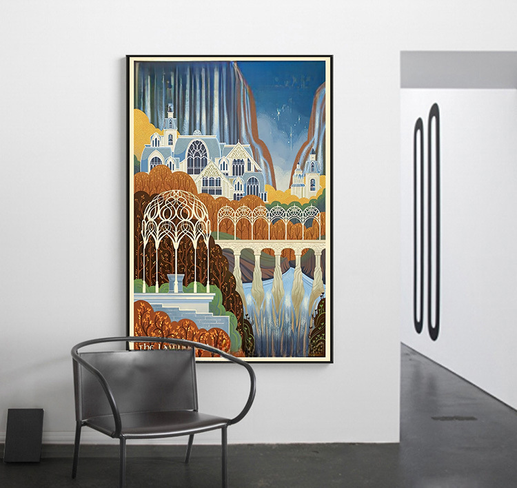 New Retro Middle-Earth World Lord of the Rings Movie Poster Sofa Background Wall Canvas Painting Living Room Decorative Painting Core Wholesale