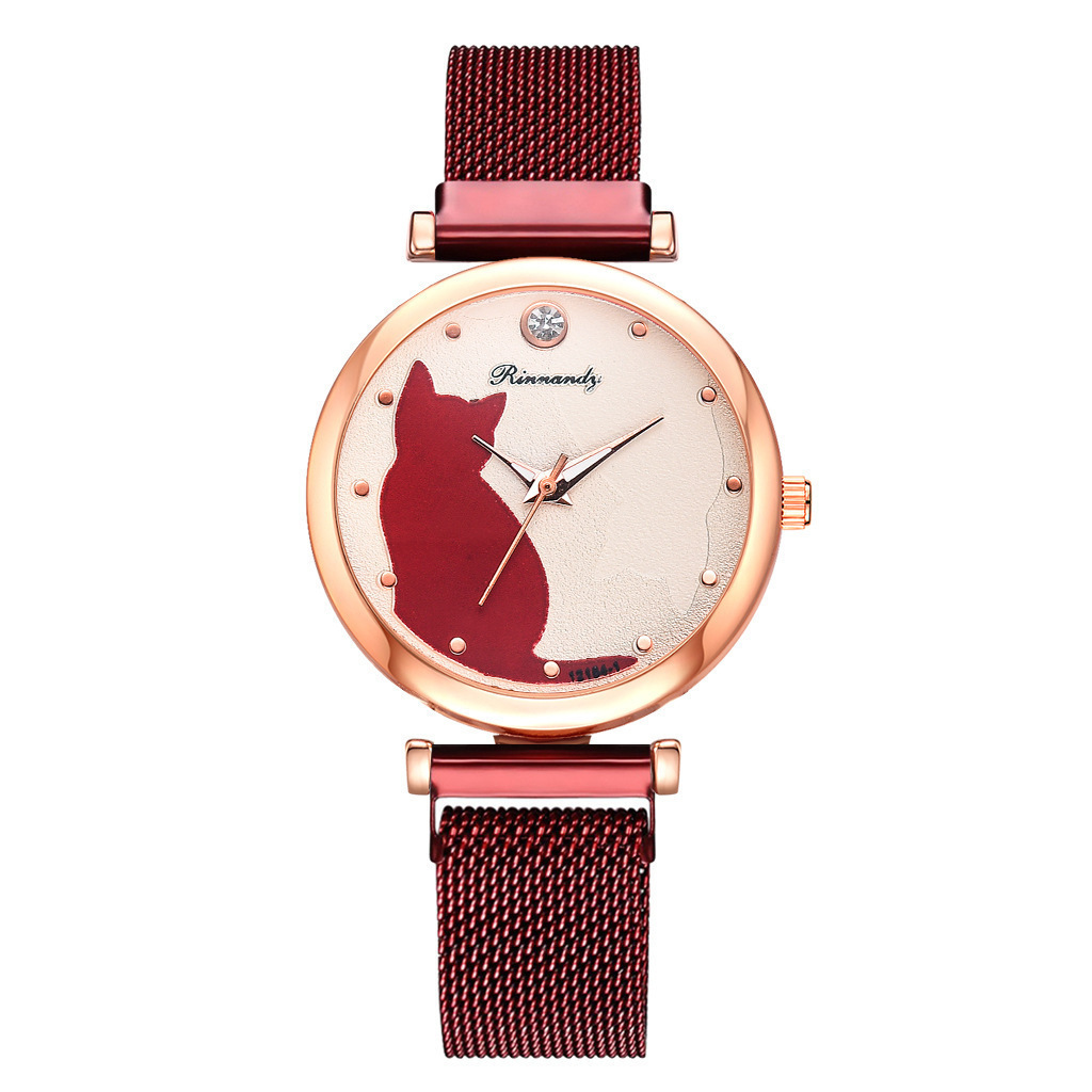 Set di braccialetti con gatti, orologio da donna al quarzo moda 2020_voghion.com