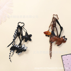 复古ins风星星腊肠小猫咪汽车钥匙扣包包挂件miu系挂绳装饰挂饰