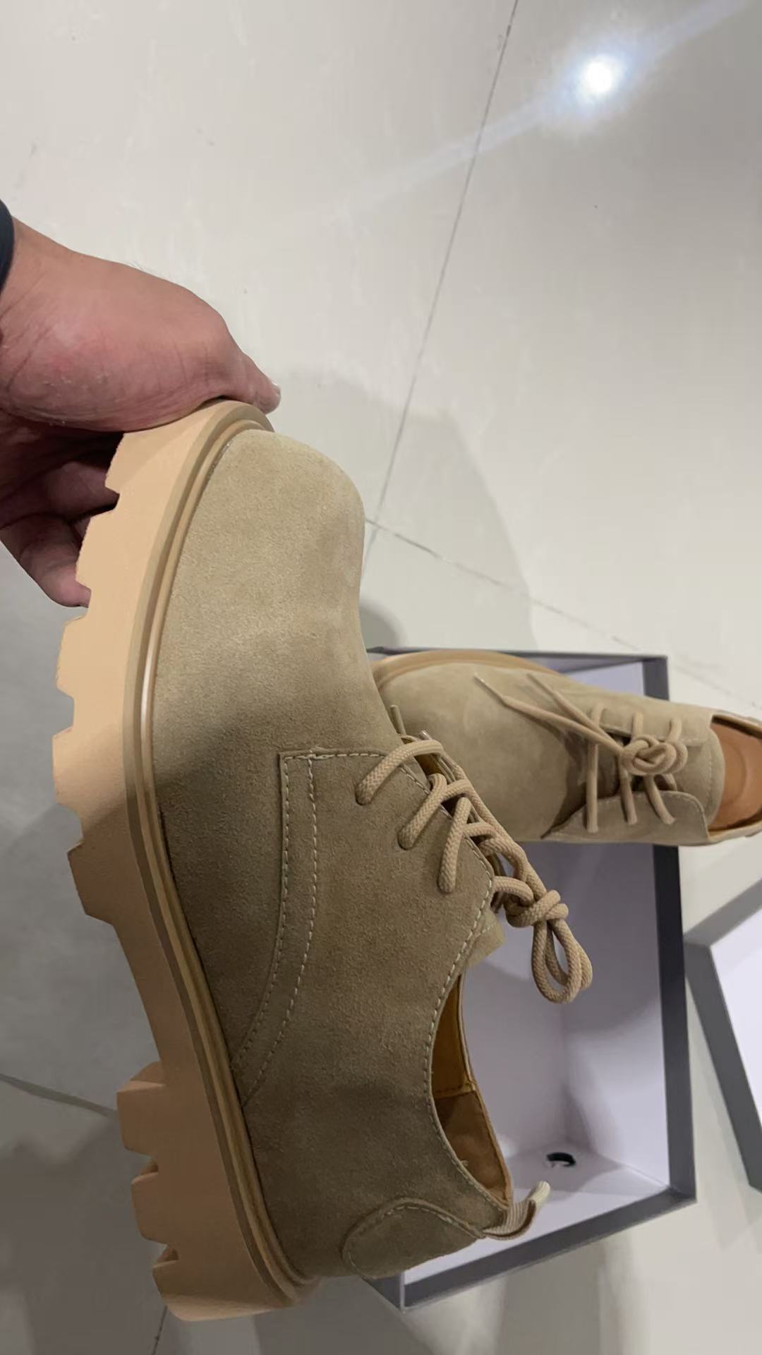 ShoeVault Derby Cow Suede Genuine Leather Toe Thick Low Top Big Yellow Boots Soft Bottom Non-Slip Fashion Men Shoes Trendy_voghion.com