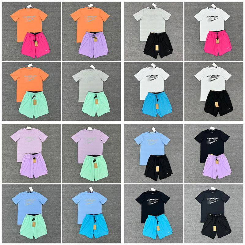 Cross-border best-selling unisex ice silk sports suit, casual shorts, short-sleeve, quick-dry, breathable, for fitness and running, wholesale Cross-border best-selling unisex ice silk sports suit, casual shorts, short-sleeve, quick-dry, breathable, for fitness and running, wholesale