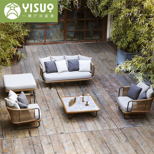 Garden Courtyard Terrace Leisure Outdoor Sofa Outdoor B&B Hotel Sun Protection Waterproof Simple Rattan Furniture Combination