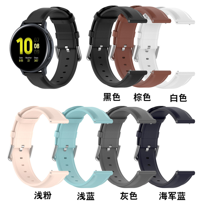 For Samsung Galaxy Watch 4 40 42 44 46 Strap Watch Round Tail Official Leather Wristband
