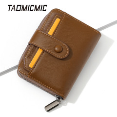 Cross-border creative short wholesale zipper large capacity card holder, high-end business commuting PU men multi-card zero wallet