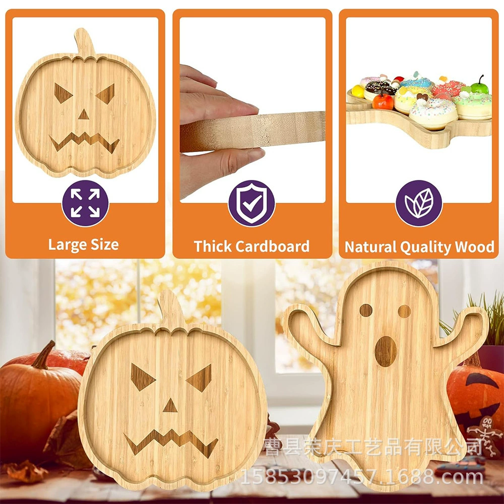 Хэллоуин деревянные деликатесы доска тыквы призрак поднос сырная доска вечеринка фруктовые закуски мясное печенье тарелка