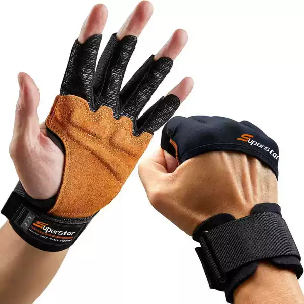 Outdoor Cowhide Silicone Air Cushion Fitness Sports Half-Finger Gloves for Men and Women Running Mountaineering Weightlifting Non-Slip Breathable Gloves