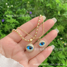 多款式铜镀18K金满钻滴油大小恶魔之眼原创新品项链 适合男士女士