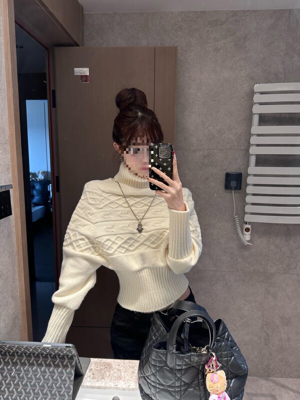 Real Price [Three Sheep's Wool] Bat Sleeve Sweater Women's Autumn and Winter High Collar Waist Top Lazy Style Knitted