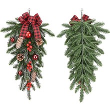 圣诞植绒花环楼挂楼梯花环装饰挂饰圣诞节室内北欧家居场景布置