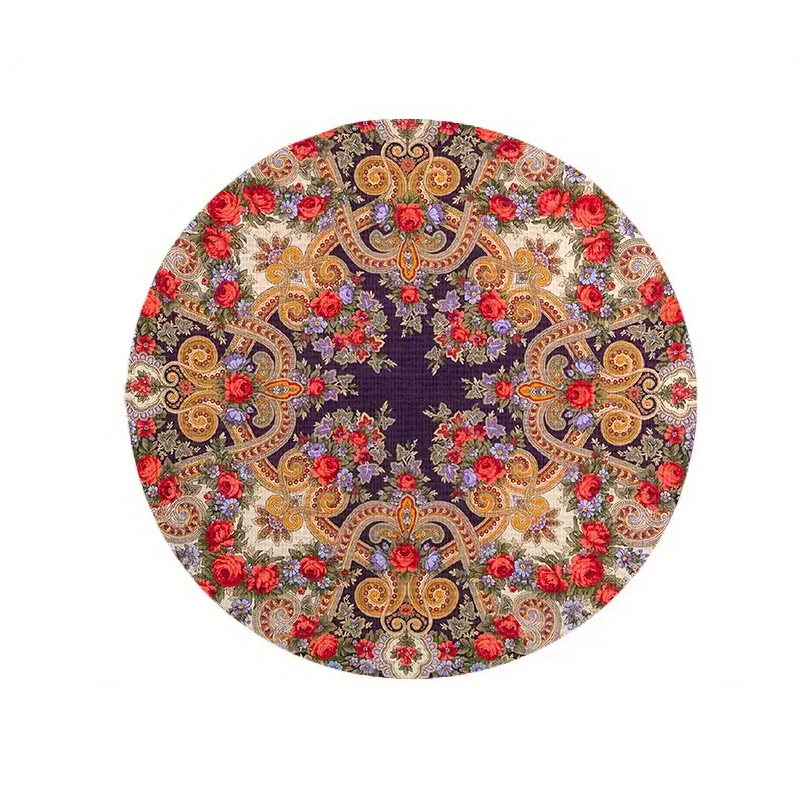 Transfronterizos Amazon temu Navidad lino redondo almohadilla de mesa de corte borde artesanía cocina almohadilla de mesa de comedor