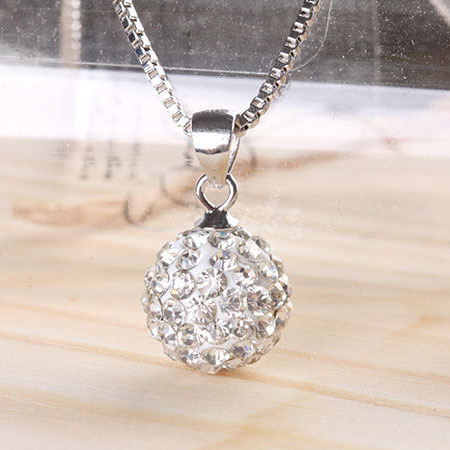 唯华 彩钻球项链韩版韩国镀银首饰品批发复古饰品天然水晶香巴拉