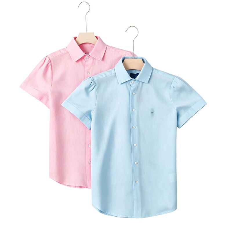 American Women's Simple Turn-Down Collar Puff Sleeve Short-Sleeve Shirt, Casual Versatile Breathable Commuter Blouse