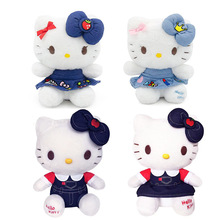 长亿正版三丽鸥牛仔裙裤牛仔刺绣系列凯蒂猫kitty大公仔玩偶批发
