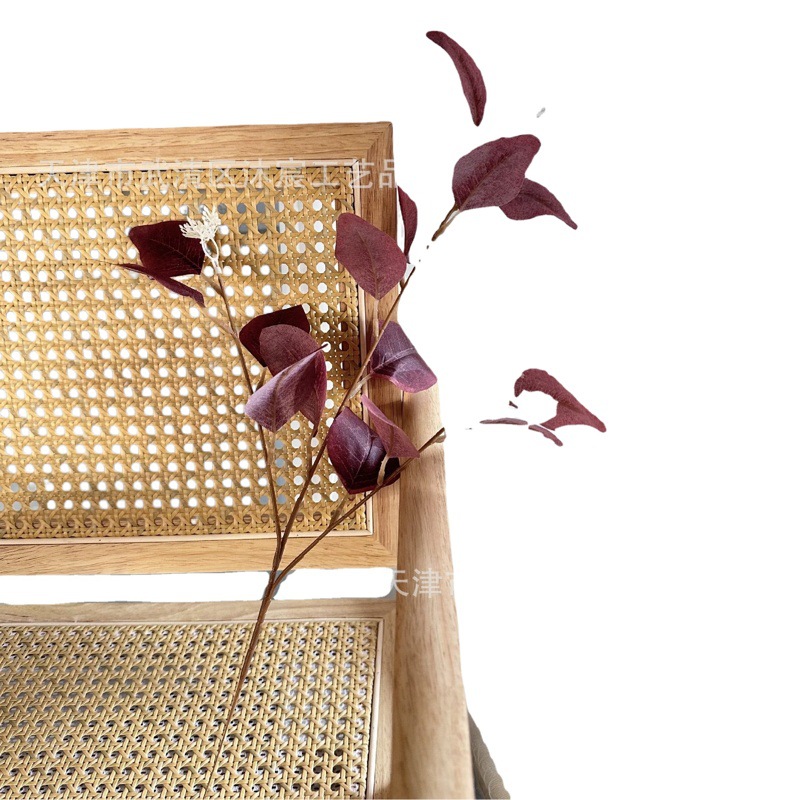 Pequeño tenedor hojas de eucalipto hoja de eucalipto vena celebridad de Internet hojas de eucalipto hoja de manzana Fondo decoración de la pared flor hoja flor artificial