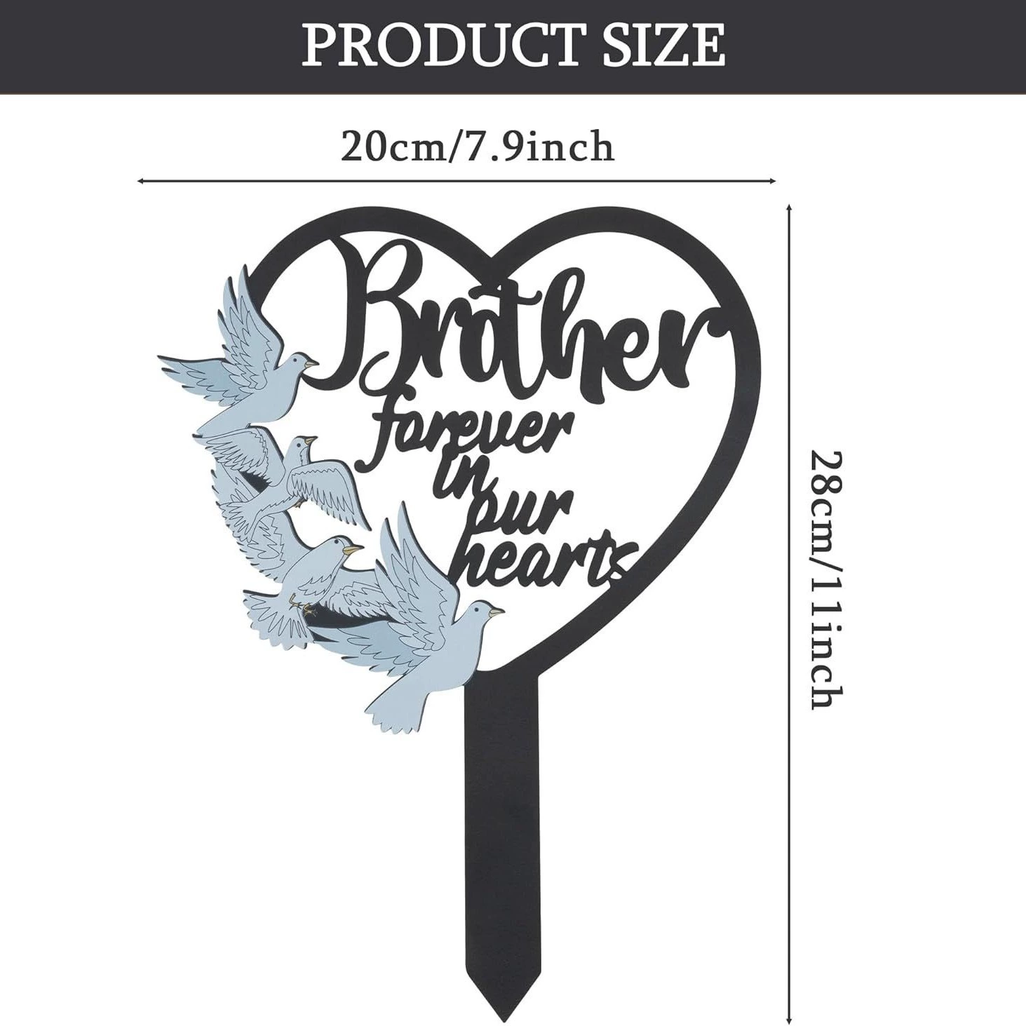 Мемориальная надгробная плита Brother Metal для мальчика, сердце, кладбище, траурная табличка, голубь, мемориальная плита для могилы, декоративный знак для захоронения