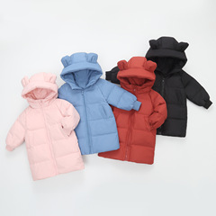 Winter New Men Women and Children Medium and Small Children's Thick Warm Medium and Long Length Down Jackets for Kids with Hood Fashion Outerwear